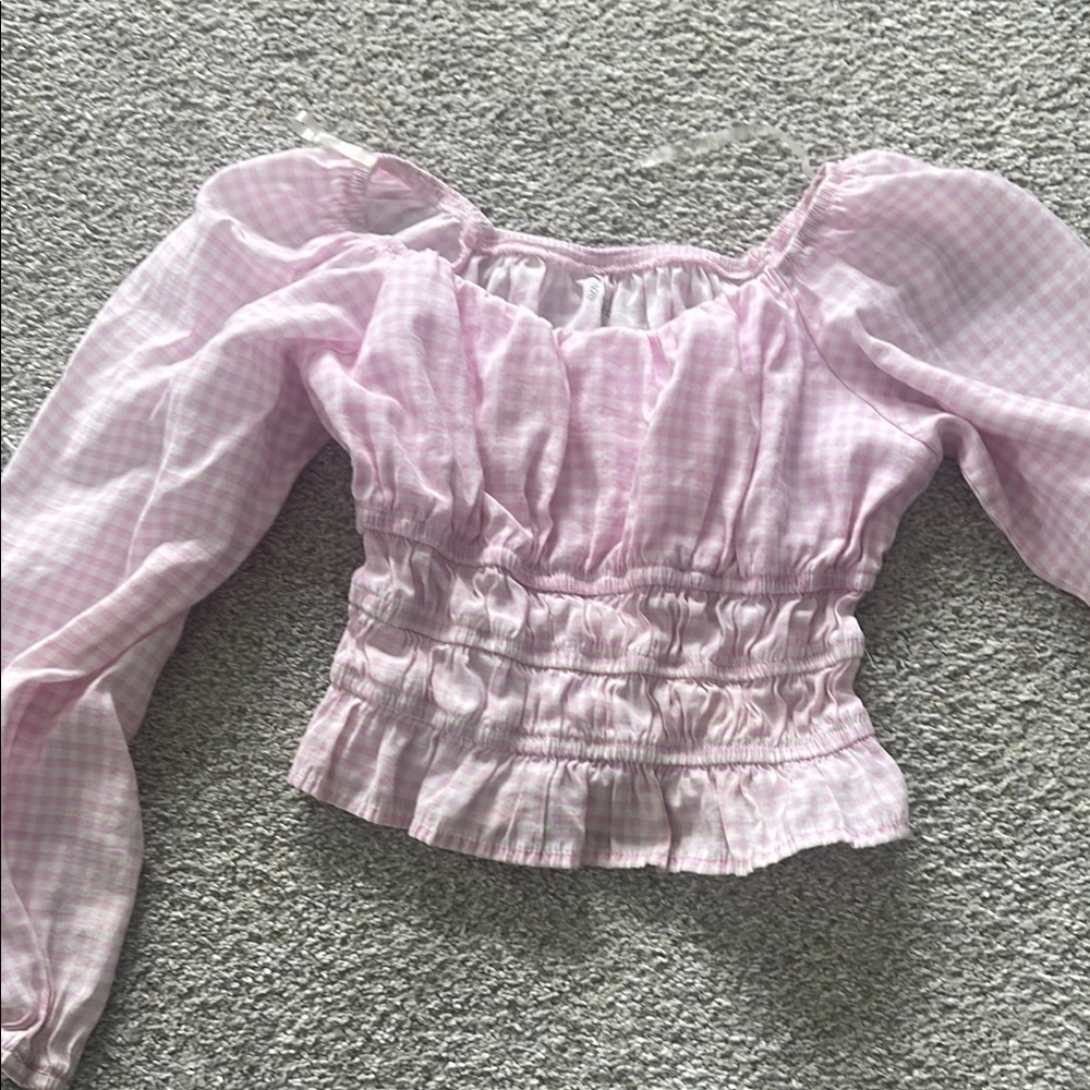 Pink Gingham Girls Top